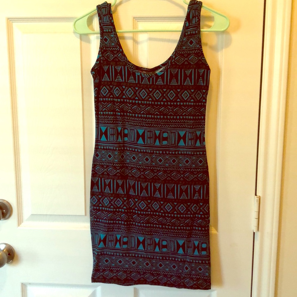 NWOT Teal tribal fitted dress